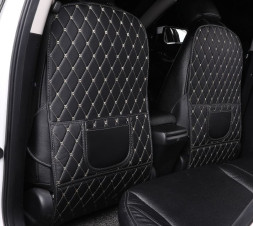 Кикмат Carlife для защиты спинки передн. сиденья, экокожа РОМБ (82х43см) большой ,черный 1шт.