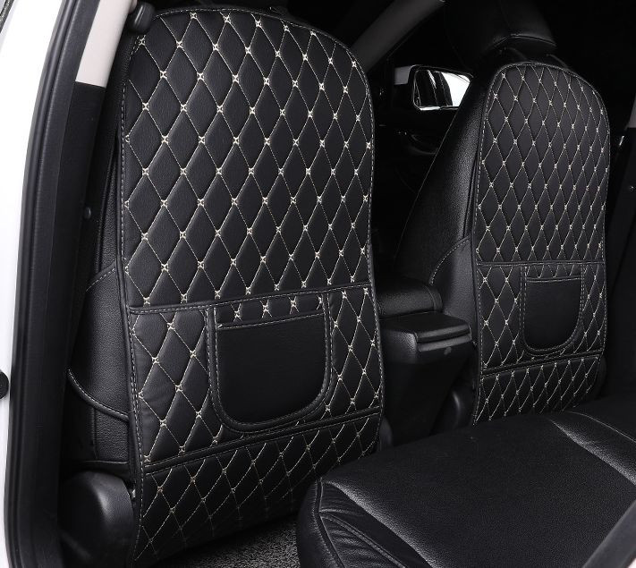 Кикмат Carlife для защиты спинки передн. сиденья, экокожа РОМБ (82х43см) большой ,черный 1шт.