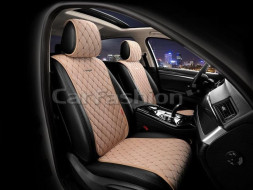 Накидки Фронт  «BULLET»  Бежевый/Бежевый/Коричневый  (велюр класса люкс) 2шт.