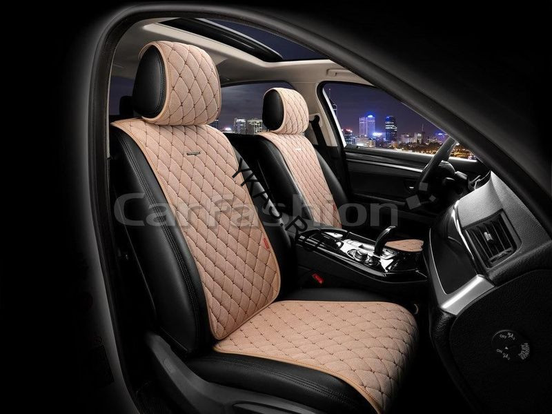 Накидки Фронт  «BULLET»  Бежевый/Бежевый/Коричневый  (велюр класса люкс) 2шт.