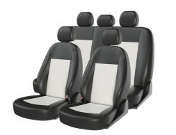 Чехлы  «ATOM LEATHER», черный/черный/белый  (Экокожа)