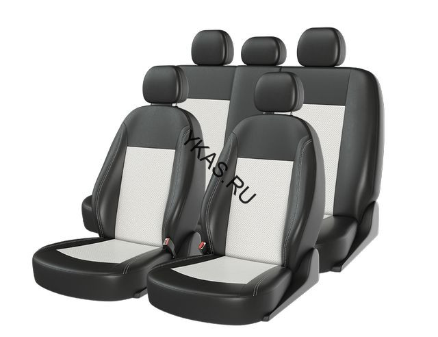 Чехлы  «ATOM LEATHER», черный/черный/белый  (Экокожа)