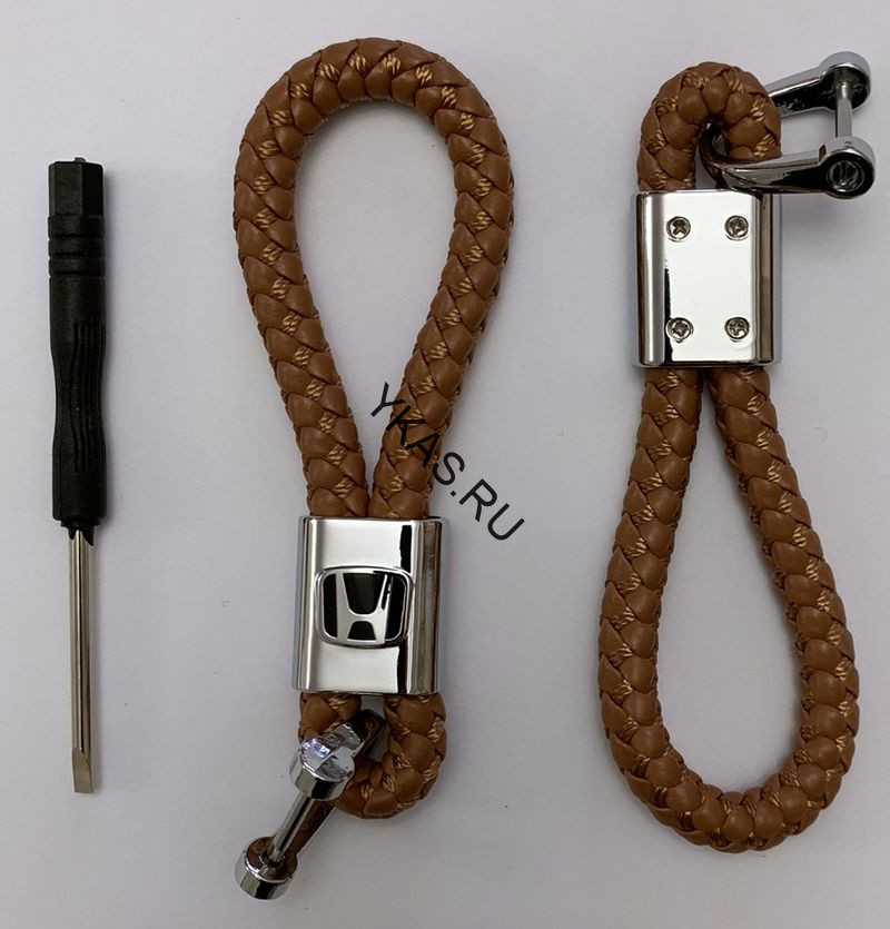 Брелок кожа плетенная  HONDA  Коричневый