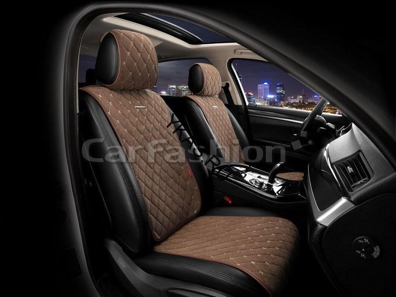 Накидки Фронт  «BULLET»  Коричневый/Коричневый/Бежевый  (велюр класса люкс) 2шт.