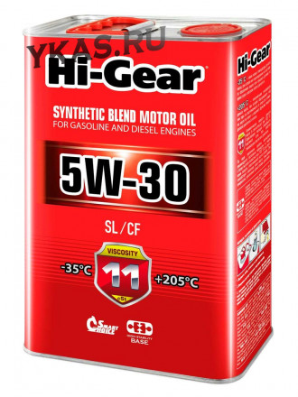 HG1134  Масло  полусинтетическое 4л  5W-30  SL/CF SYNTHETIC BLEND MOTOR OIL