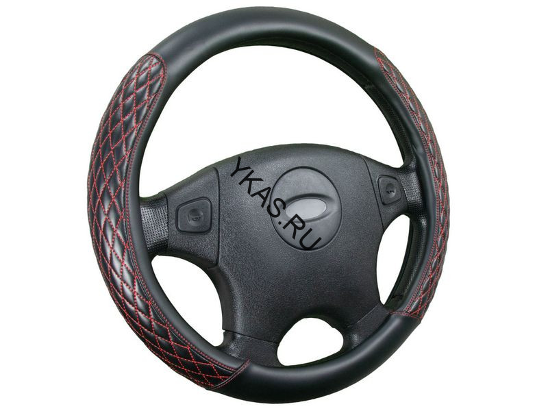 Оплетка на руль   CF  ROMB - М, Чёрный/Красный