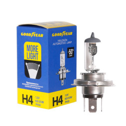 Автолампа GOODYEAR  12V  Н4  60/55W  P43t  More Light +50%   (картон)