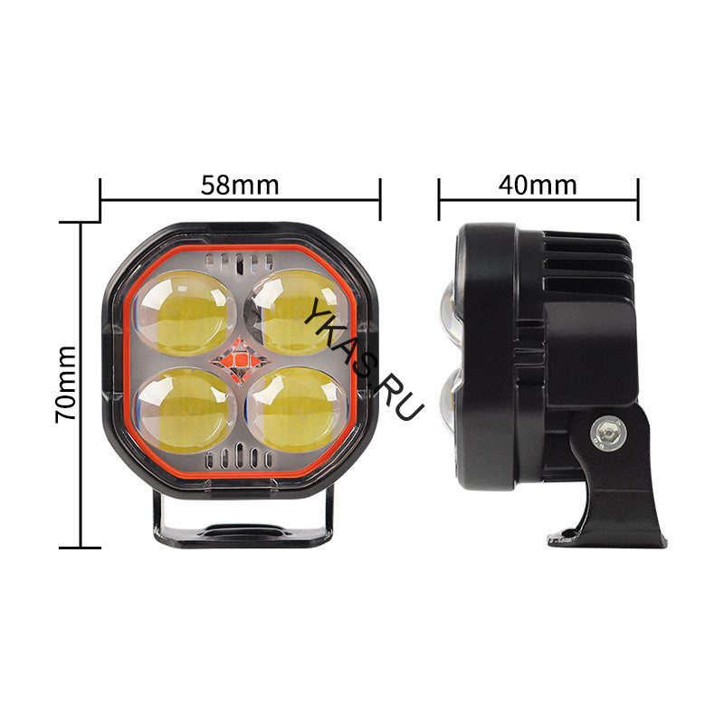 Фара Off Road   SOLAR  ближний свет   4 CREE, 40W, 3500LM, 6000K  (70х58х40мм)  12-24V