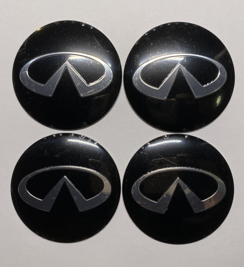 Этикетки на диски (метал)  диам. 56,5мм.  "INFINITY" черный  (4 шт.)