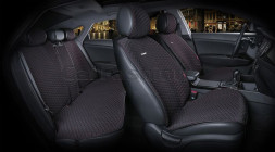 Комплект Накидок  «PALERMO PLUS»  Чёрный/Красный (капрон/экокожа)