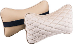 Подголовник-подушка "CITY"  бежевый/бежевый  (экокожа-велюр, ромб)  (компл.2шт)