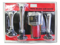 Сигнал возд  HORN  3 дудки хром 12V/165mm,200mm,215mm  музыкальный
