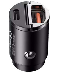 АЗУ  REMAX  1USB + 1USB TYPE-C  QC3.0 (12/24V - PD30W+QC3.0), компакт  черный