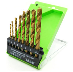 М5. Набор свёрл по металлу 8шт.с нитрид-титановым покрытием (3;4;5;6;7;8;9;10) Pobedit