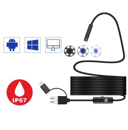 Камера-эндоскоп  7мм 5м. 6led  влагозащита HD подходит (Type-C и USB) на Android и ПК