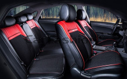 Комплект Накидок  «ARSENAL PLUS»  Красный/Чёрный  (ткань-TWEED/каркас-экокожа)