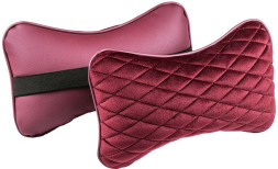 Подголовник-подушка "CITY"  бордовый/бордовый  (экокожа-велюр, ромб)  (компл.2шт)