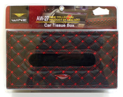 Салфетница "AUTOBAN" экокожа черная с красной строчкой