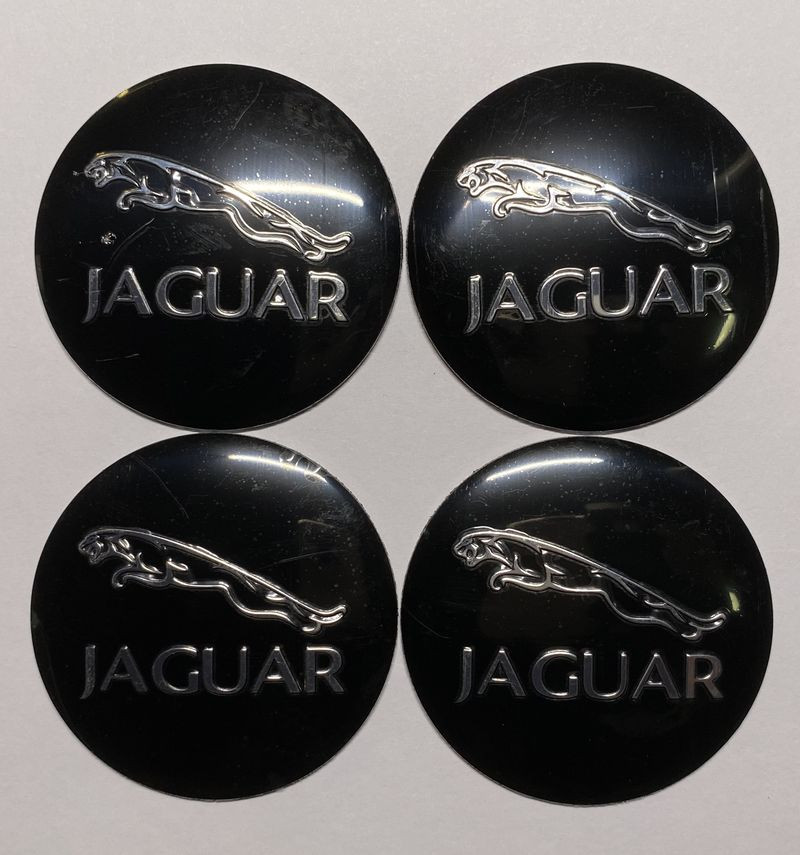Этикетки на диски (метал)  диам. 56,5мм.  "JAGUAR" черный  (4 шт.)