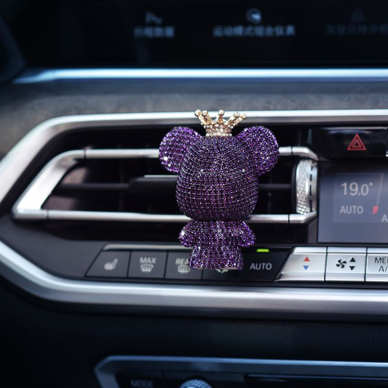 Игрушка на торпедо "Bearbrick" медведь, стразы, фиолетовый