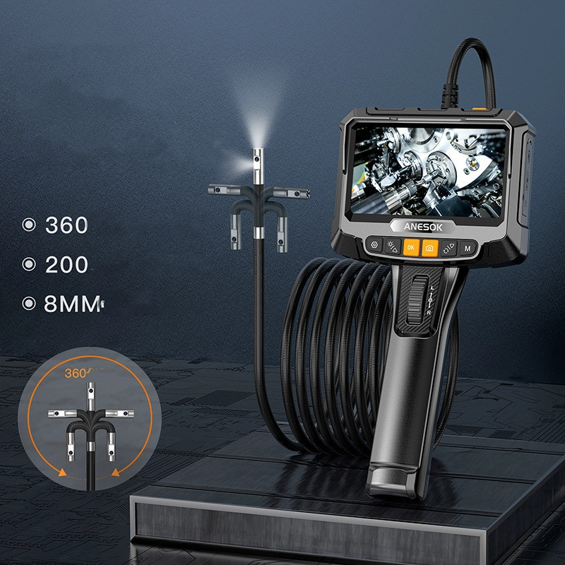 Камера-эндоскоп  8мм 2м. 8led 4,3" с акб 2000Mah влагозащита Full-HD 2 камеры, поворотный PRO