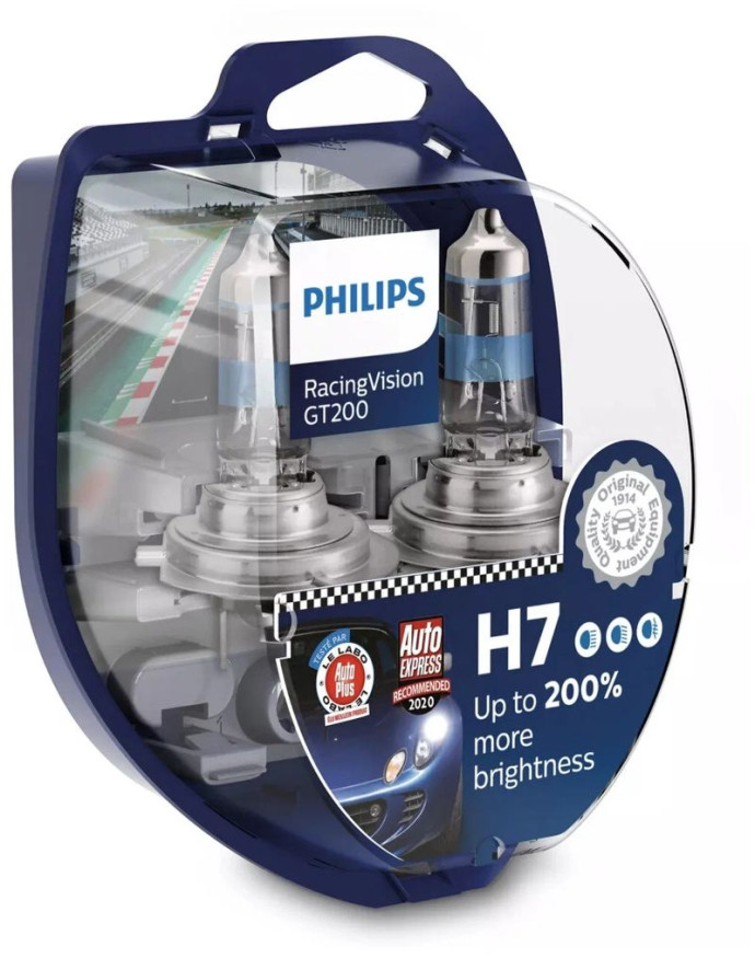 Автолампа Philips 12V   H4    60/55W  P43t-38  Racing Vision (+150% света) Set 2 pcs.