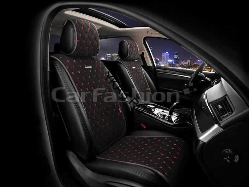 Накидки Фронт  «BULLET»  Черный/Черный/Красный  (велюр класса люкс) 2шт.