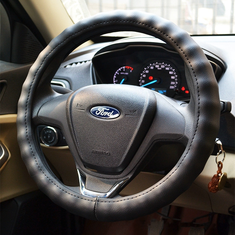 Оплетка на руль   Carlife  "Portofino" XXXL,  Чёрный/Чёрный (экокожа/косточка)