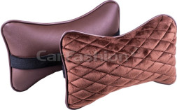 Подголовник-подушка "CITY"  кофе/кофе  (экокожа-велюр, ромб)  (компл.2шт)