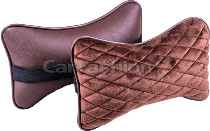 Подголовник-подушка "CITY"  кофе/кофе  (экокожа-велюр, ромб)  (компл.2шт)