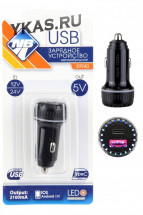 Адаптер в прикуриватель  &quot;Nova Bright&quot;   USB-порт+Type-C, 2100мА, LED индикатор, 12/24В