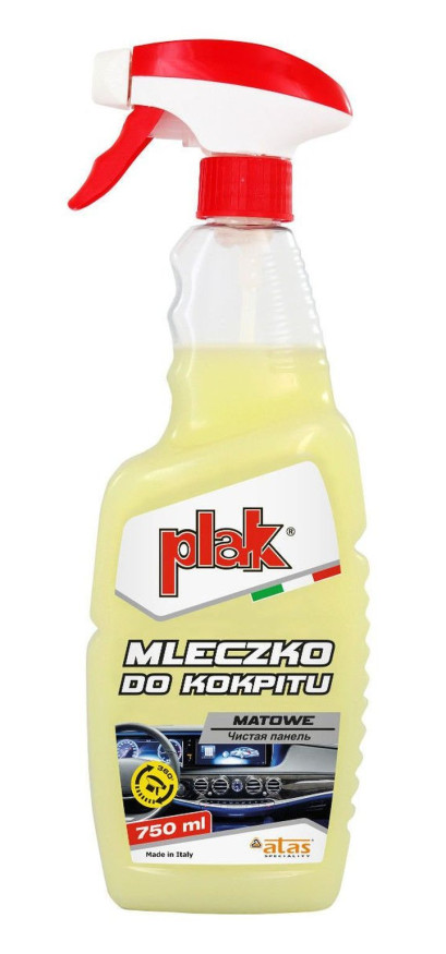 ATAS   PLAK MLECZKO  MATOWE  750 ML - тригер. Полироль для пластика , матовое  (МОЛОЧКО)