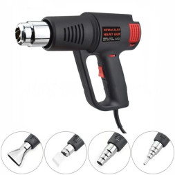 Технический фен Carlife 1500W  40-550°C в комплекте 4 насадки