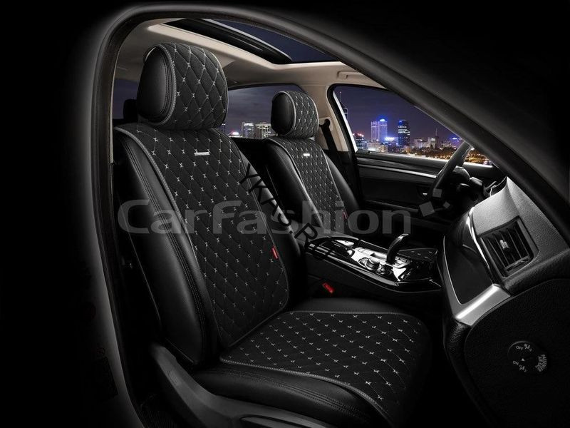 Накидки Фронт  «BULLET»  Черный/Черный/Серый  (велюр класса люкс) 2шт.