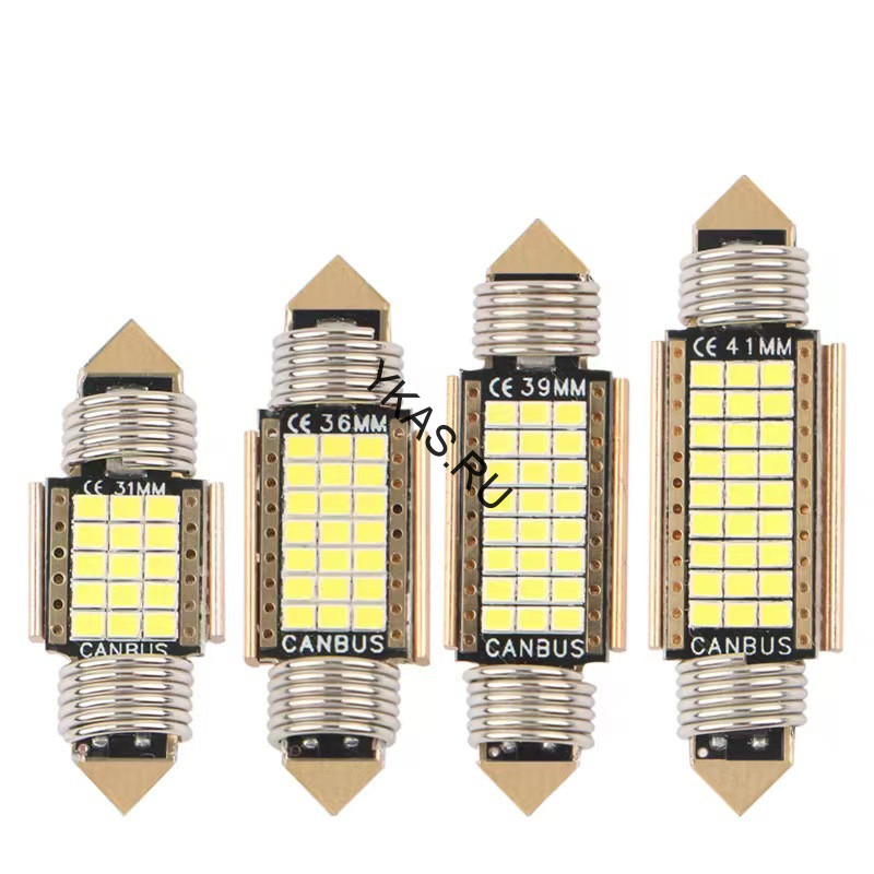 SOLAR  Свет-од  12V  T11x39   24 SMD 2016  C5W  SV8.5  белый (с обманкой)