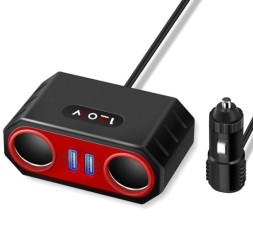 Разветвитель прикуривателя 2 выхода + 2USB (12/24V - 5V 3,1A / 3,1A)