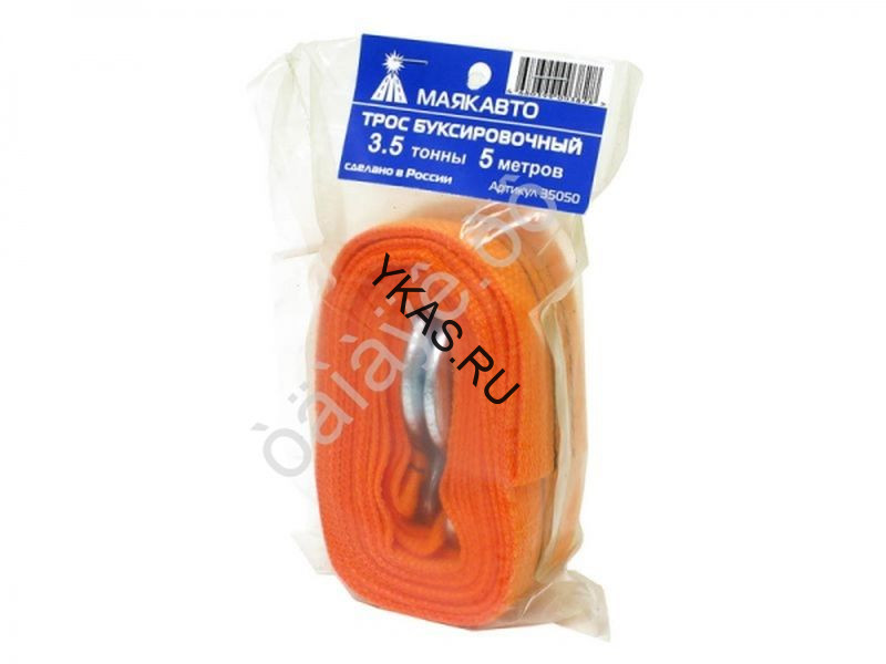 Трос буксировочный  "M5"  3.5 т,  5м, шириной 50мм с крюками