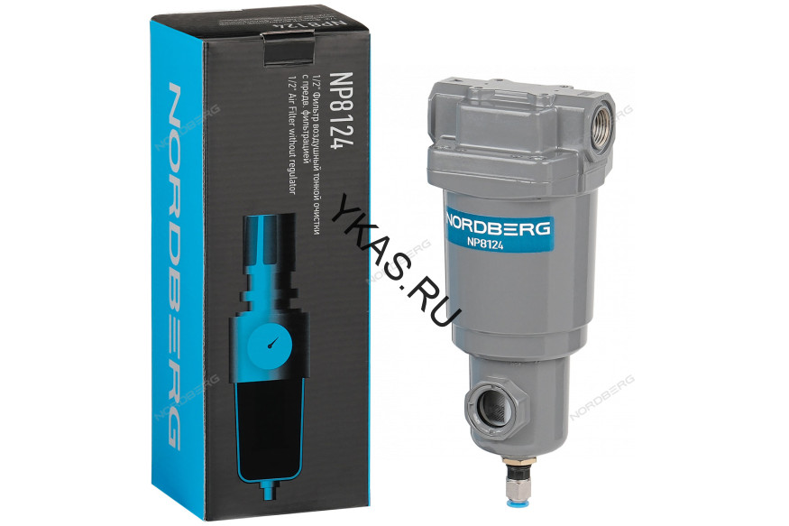 Фильтр воздушный тонкой очистки NORDBERG NP8124 (1/2", 1000 л/мин, 0,3+0,01 мкм, 15 бар)