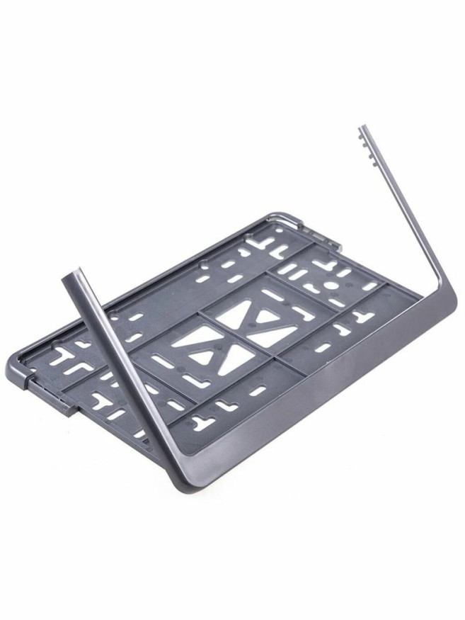 Рамка номера пластик  Серая с защелкой КВАДРАТНАЯ  для автомобиля нового образца ГОСТ (296х192мм)