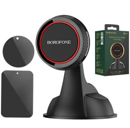 Держатель телефона Borofone на торпеду (скотч двухсторонний) (усиленный магнит) Черный