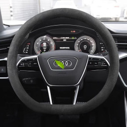 Оплетка на руль Carlife "Alcantara" М, алькантара, белая основа, D-образная