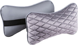 Подголовник-подушка "CITY"  темн.серый/темн.серый  (экокожа-велюр, ромб)  (компл.2шт)