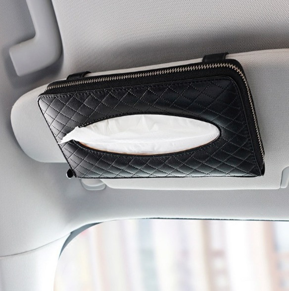 Салфетница на козырек экокожа черный