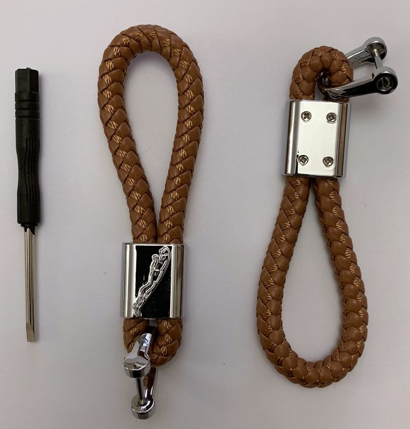 Брелок кожа плетенная  JAGUAR  Коричневый