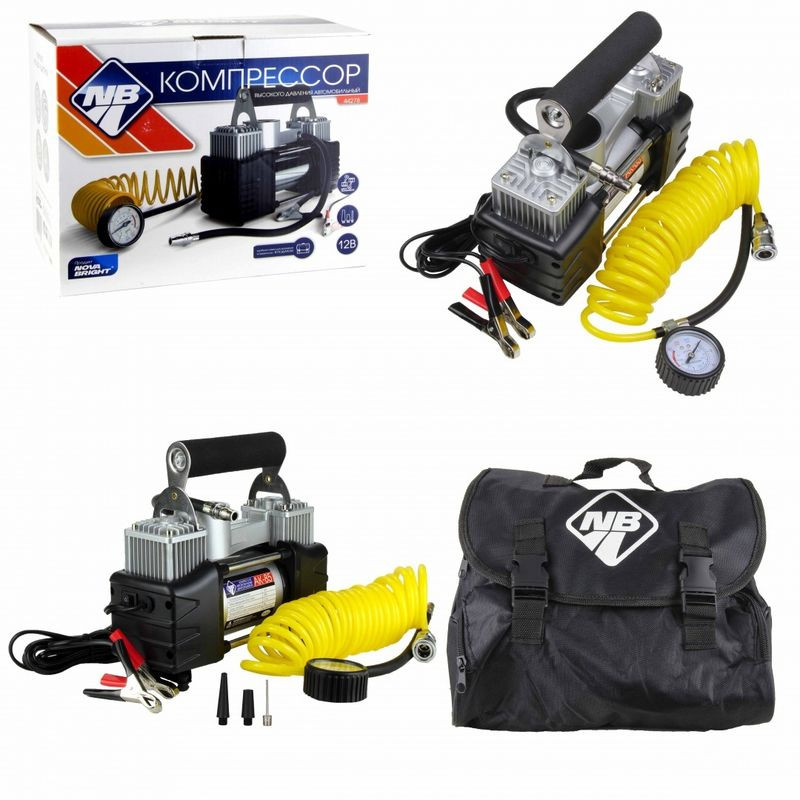 Компрессор  TORNADO АК-90  10Атм/90л/150 PSI/клеммы /двухпоршневой/ метал.корпус/ СУМКА