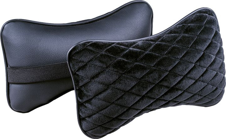 Подголовник-подушка "CITY"  черный/черный  (экокожа-велюр, ромб)  (компл.2шт)