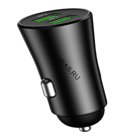 АЗУ  Topomax  2USB (12/24V - 5V 2,4A) Черный