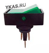 ЭТ Выключатель-клавиша (2-х поз.) 12В-20А, зеленый ламп. индикатор