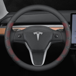 Оплетка на руль   Carlife  "Gripster"  М, перфорация Чёрный/Красный (экокожа)