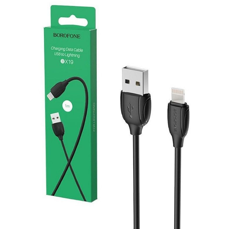 Кабель Borofone  USB - Lightning (1м)  черный BX16